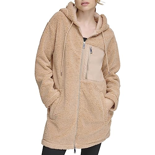 DKNY Women's Performance Sherpa Hybrid Longline Fullzip2