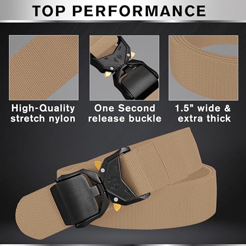 TECEUM Tactical Belt – Coyote B1 L – Heavy-Duty Military, Work, Hiking,Rigger, Utility, EDC Men’s Belts – Quick-Release – Nylon Web4