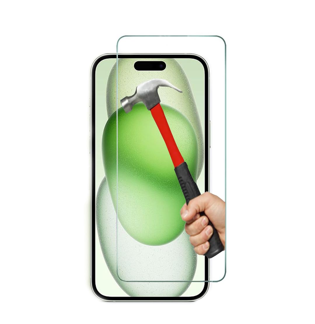 KP TECHNOLOGY Tempered Glass Screen Protector For iPhone 15 Plus, Easy Bubble-Free Installation Ultra Clear HD Shatterproof 9H Hardness Glass for iPhone 15 Plus