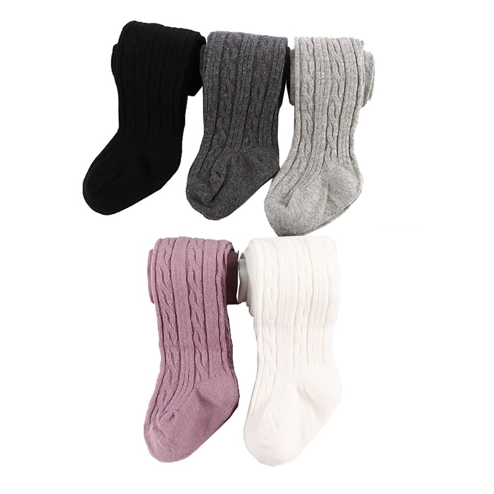 5 Pack Baby Toddler Girls Cute Cable Knit Cotton Tights Pantyhose Leggings Stocking Pants