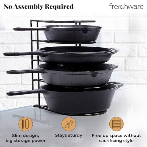 Image of Frenchware Heavy Duty 5-Tier Vertical Tawa Stand Shelf, 12.2 x 9 inch | For Skillets, Griddles, Trays, Freestanding or Wall-Mounted, Space Saving
