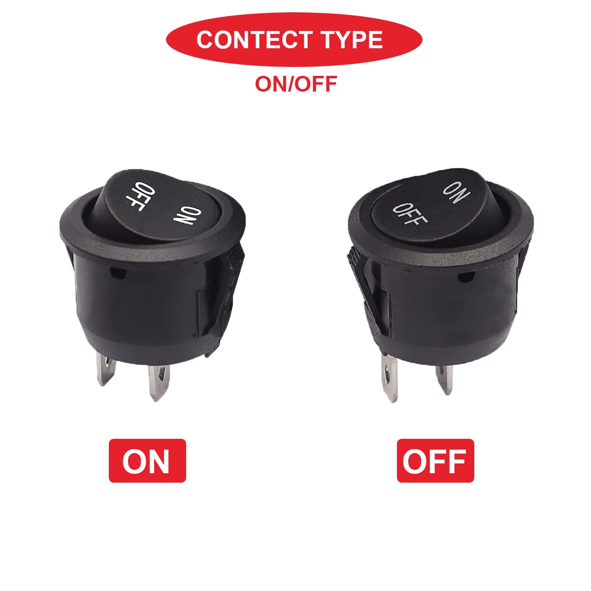 Fuse Holder 14-Pack 20mm Mini Round Rocker Switches ON/Off SPST 2-Pin ...