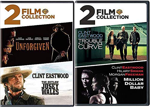 West & Now 4 Clint Eastwood Film Collection Unforgiven & Outlaw Josey Wales + Trouble with The Curve & Million Dollar Baby DVD Feature movie set