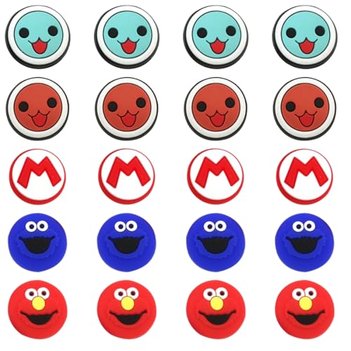 Paquete de 20 tapas de repuesto para agarre de pulgar, tapas de diseño lindo, adecuadas para tapas de joystick analógico, material de silicona suave