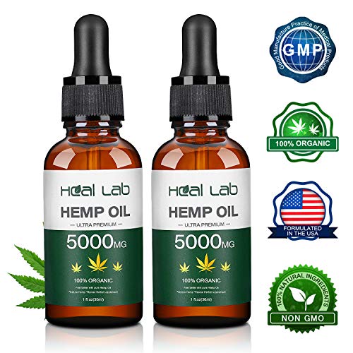 (2 Pack) Hemp Oil Extract 5000MG for Pain Relief and Anxiety - 100%