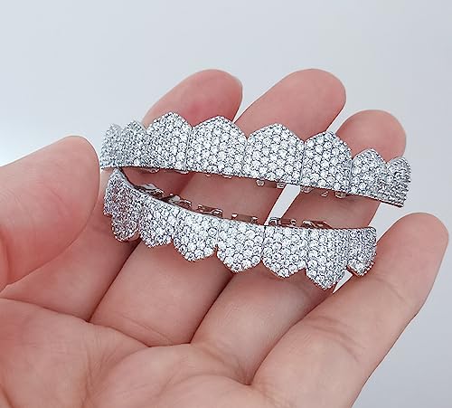 Hip Hop Jewelry Mens Diamond Grillz Teeth Pandora Style Charms Silver Luxury Designer Iced Out Grills Fashion Rapper Men and Women Fashion Accessories,Cosplay Costume4