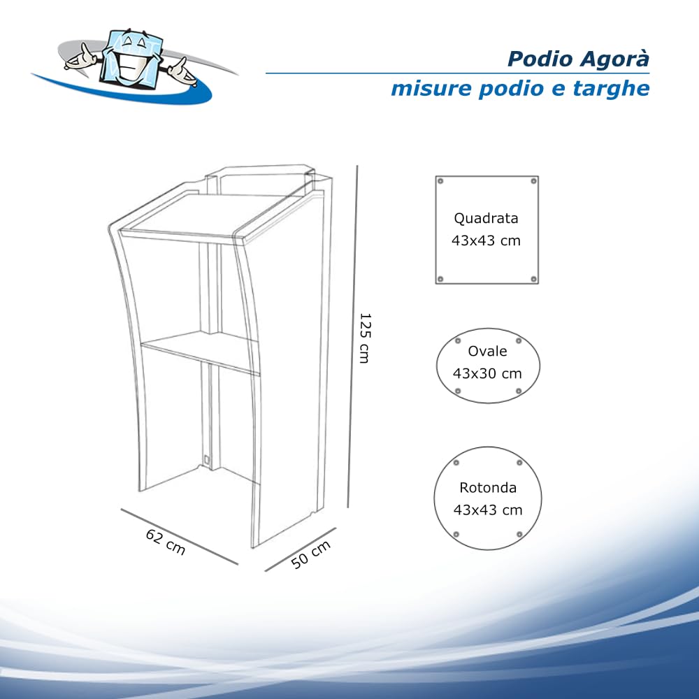 Podio Relatore in Plexiglass Trasparente con Microfoni – Leggio Professionale per Conferenze, Eventi e Chiesa, Pulpito Moderno con Targa Personalizzabile Rotonda, Quadrata o Ovale