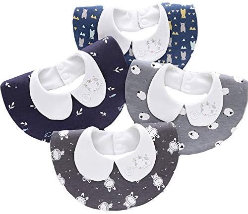 5Pcs Baby Drool Bibs - Waterproof - Ultra Soft 360 Degree Reversible Bibs for Toddler Drooling Teething Feeding（Animal Paradise)