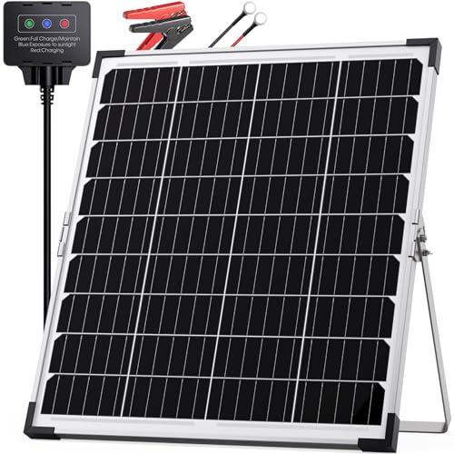 Callsun 30W 12V Solar Battery Charger & Maintainer, Waterproof Trickle Charging Kit with IP68 Intelligent Controller, High-Performance Tempered Glass, for Car, RV, Marine, Camper and Trailer