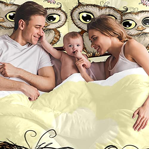 Duvet Covers Set Extra Branch Owls Couple - Soft And Breathable Microfiber Comforter Bedding Set With Zipper Closure For Kids Women Men, 1 Duvet Cover 2 Pillowcase #TOP5