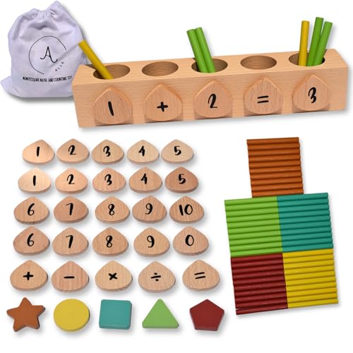 Montessori Math Toy - Montessori Math Manipulatives for Kids with 81 Pieces, Toddler Math Toy with Counting Sticks for Preschool Math and Montessori Toys for 3 4 5 Year Old, Preschool Learning Toys
