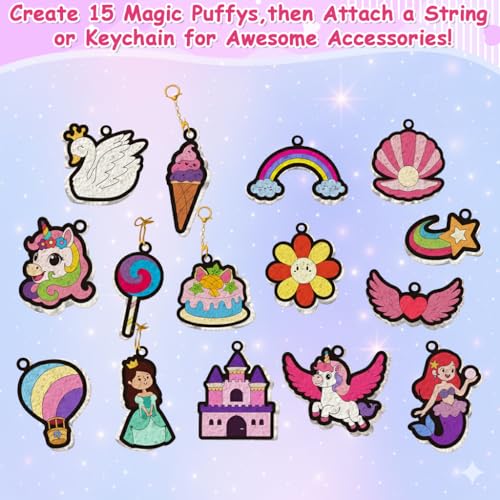 Image of PATPAT DIY 3D Magic Puffy Paint Kit for Kids, Cartoon Unicorn Princess Castle Theme Coloring Charms Set, Fun Hands-On Textured Art Craft Set for Kid Creativity, Birthday Gift for Girls Kids