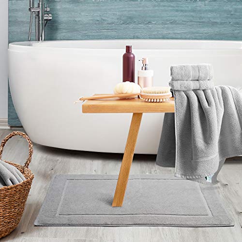 Image of Hearth & Harbor Bath Mat Towels - 100% Ring Spun Cotton Luxury Bath Mat Floor Towels - Ultra Soft & Highly Absorbent Bath Towels Set of 4 - Gray