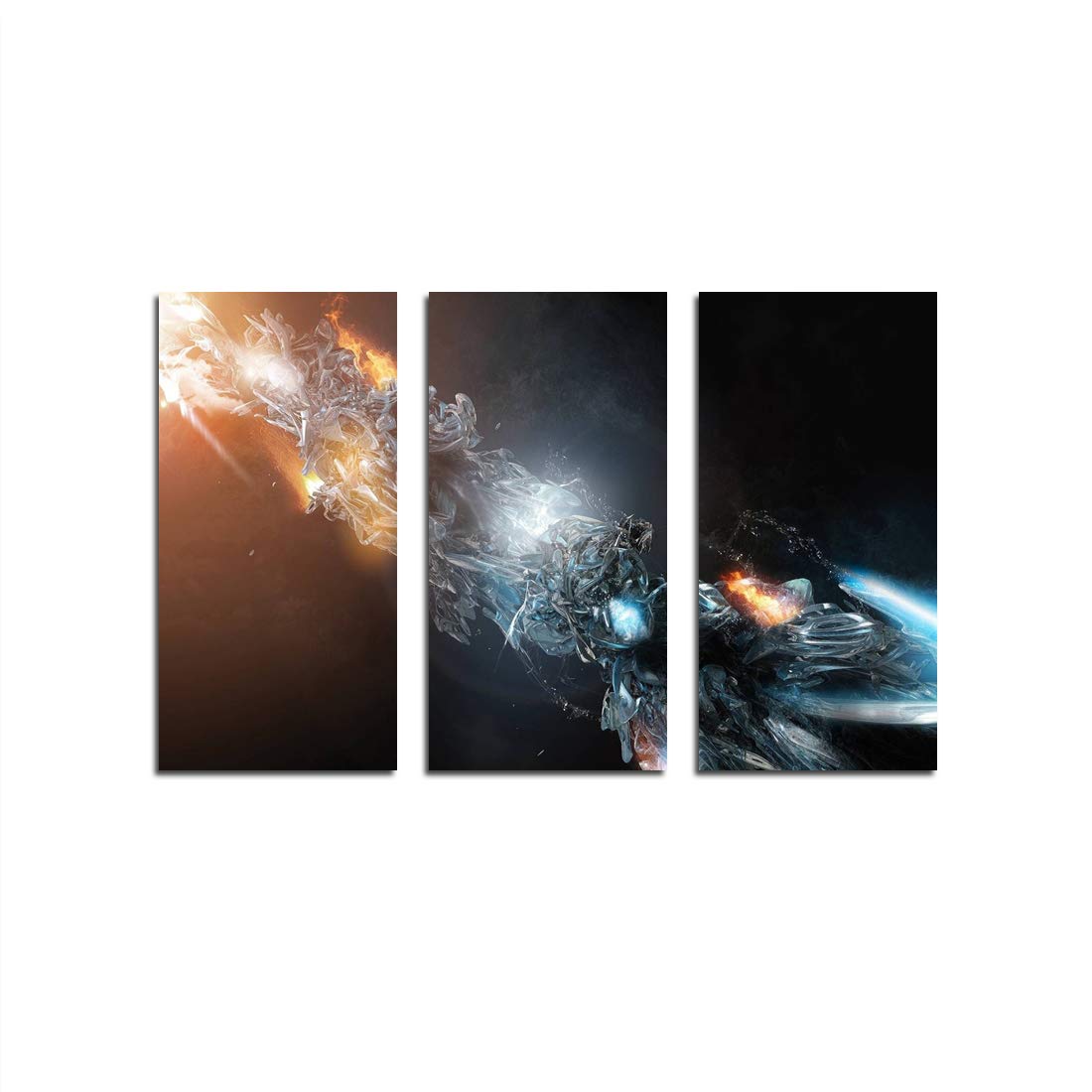 XtremeSkins Framed Canvas - Wall Decor for Living Room, Bedroom, Office, Hotels, Drawing Room (46in X 27in) - Fire Ice Abstract