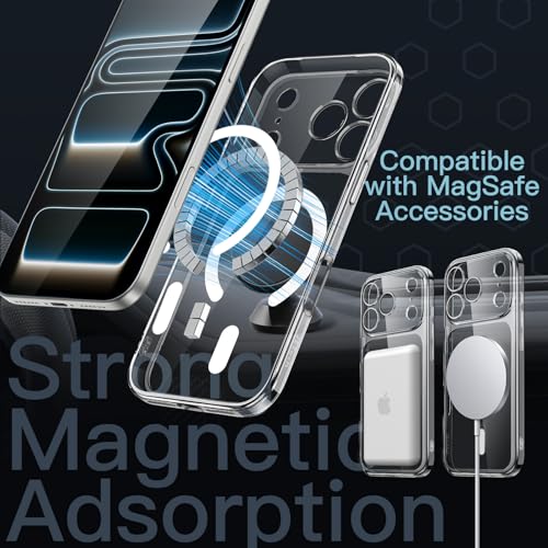 Image of JETech Magnetic Slim Case for iPhone 17 Pro Max 6.9-Inch Compatible with MagSafe, Camera Lens Full Protection, Ultra-Thin Lightweight Clear Minimalist Protective Phone Cover (Clear)