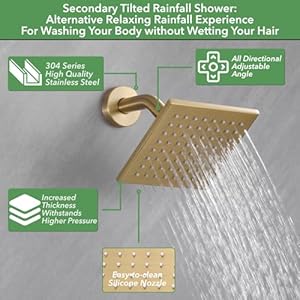 VANFOXLE Shower Faucet Set Brushed Gold Shower System,Push Button Diverter Shower Faucet with 2 in 1 Handheld, Wall Mount 10 Inch Shower Head with 6 Inch Shower Head VANFOXLE Shower Faucet Set Brushed Gold Shower SystemPush Button Diverter Shower Faucet with 2 in 1 Handheld Wall Mount 10 Inch Shower Head with 6 Inch Shower Head