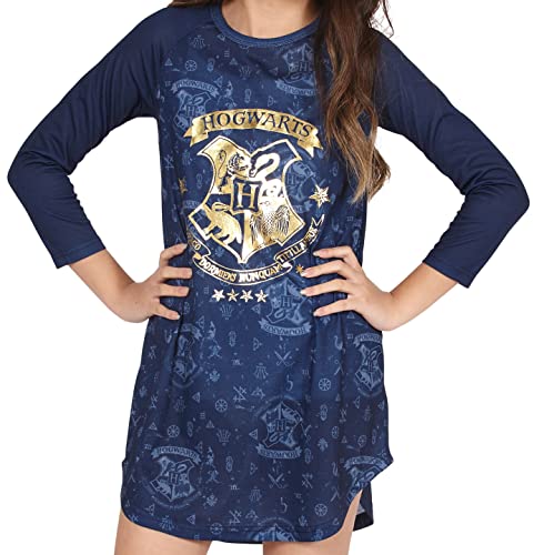 Harry Potter Hermione Hogwarts Logo Ravenclaw House Crest Raglan Sleepshirt Pajama Nightgown2