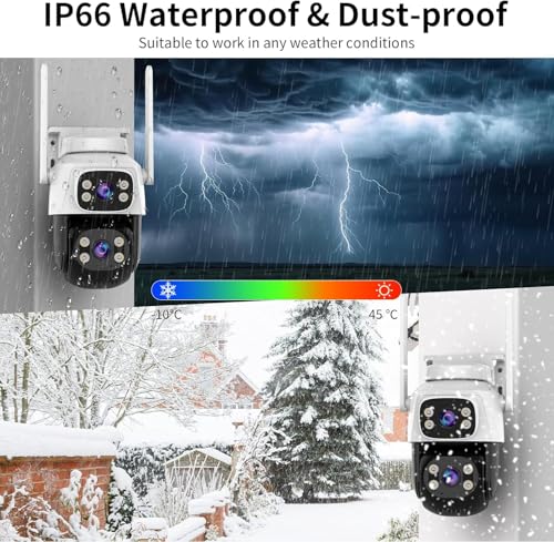 VSTARCAM Dual-Lens Security Cameras Wireless Outdoor, Pan/Tilt 360° View, 2.4GHz WiFi Outside Camera with Color Night Vision, 2-Way Audio, Motion Tracking, Siren, IP66 Weatherproof, Cloud & SD Storage