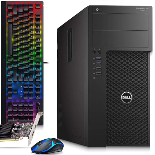 Dell Precision Gaming Desktop PC Tower Computer – Intel Core i5-6500 6th Gen – 16GB RAM – 256GB SSD – 1TB HDD – GeForce GT 1030 – RGB Keyboard & Mouse – Windows 11 Pro (Renewed)
