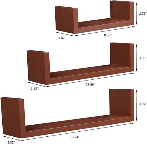 Miniatura 3 de Ochine Estantes flotantes para montar en la pared, estantes de almacenamiento de pared de madera rústica, estantes colgantes de exhibición modernos,