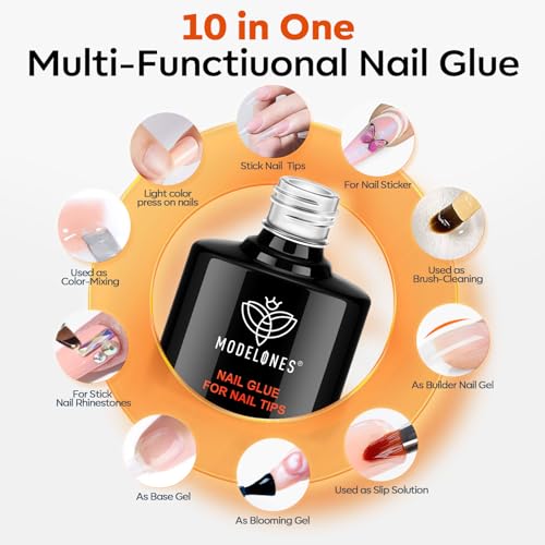 Image of modelones X Nail Gel Kit,10-in-One Glue Prep Dehydrator Lamp Gooseneck | 510Pcs Almond Nail Tips 15Size Medium Almond Press on Tip Adjustable U /V Light Easy Extension DIY Women Gift