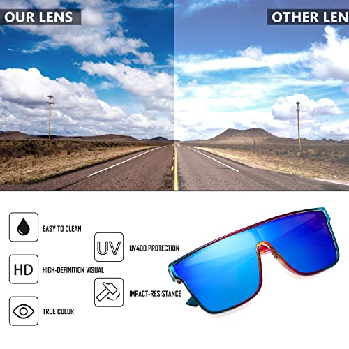 Image of FEISEDY Sunglasses for Women Men, Fashion Mirrored Single Lens Shades