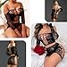 BIGFOX Womens Lingerie Set Fishnet Babydoll Sexy Bodysuit Mesh Chemise Nightwear Hollow Out Rave Outfit for Dance Music Festival Crop Top + Highwaist Mini Skirt Teddy Black Two Piece