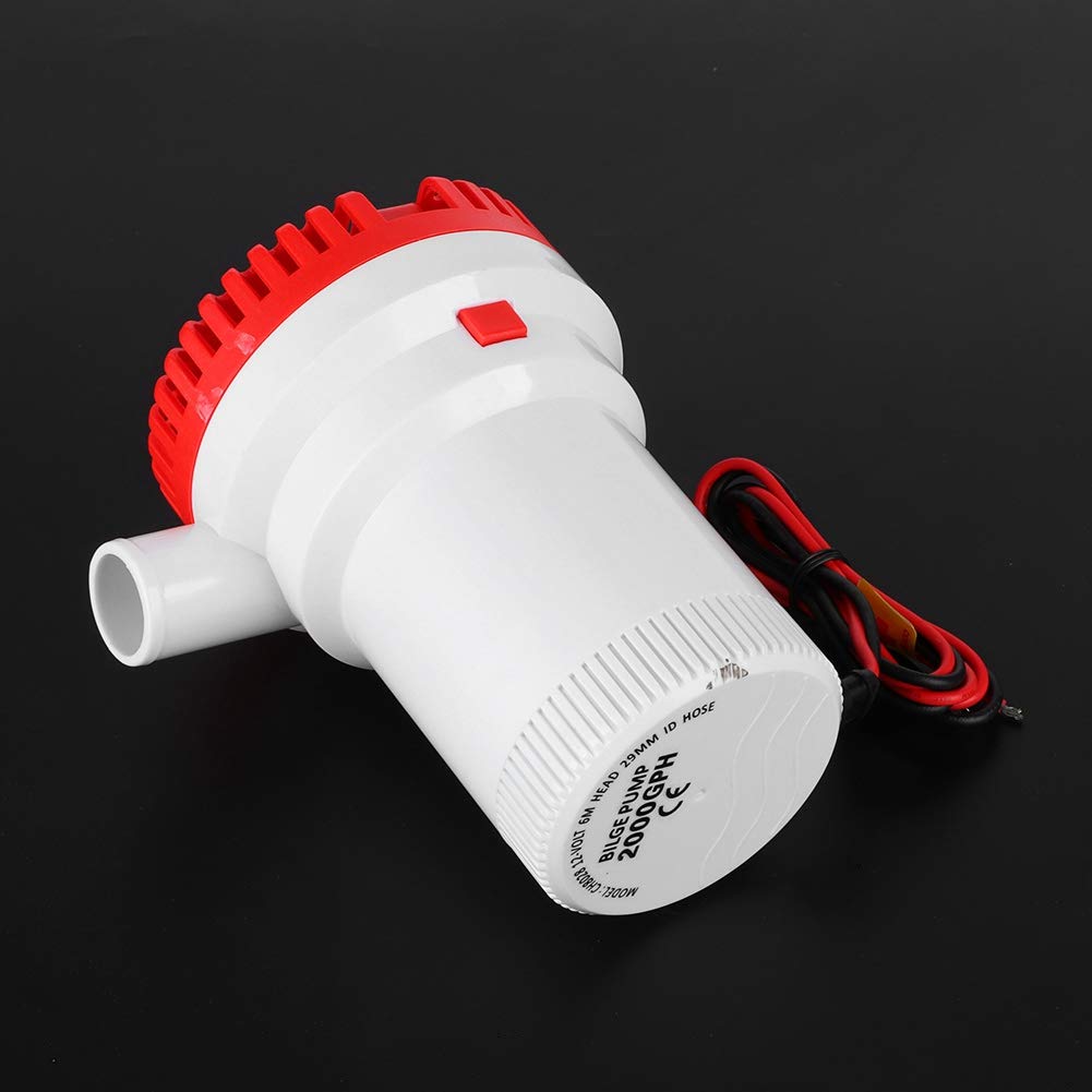Keenso Pompa di Sentina Marina 2000GPH, Pompa Sommersa Abs 12V 24V DC 9A,