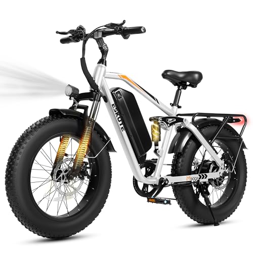 ESKUTE M300F Electric Bike for Adults, 52V 20.8Ah Long Range Battery, 33MPH Fast Ebike 1200W Motor, 20" x 4" Fat Tire Electric Mountain Bike for Men Women, Full Suspension, Commute, Off-Road image 5