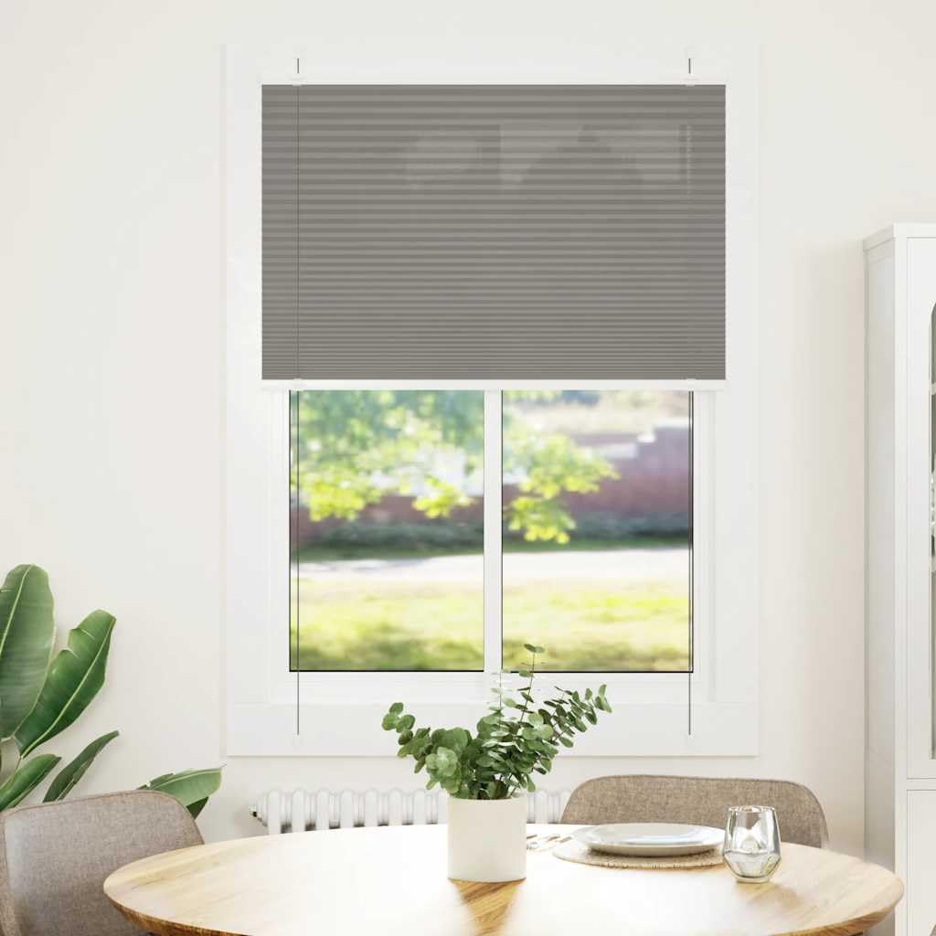Store Plissé Anthracite 90x100 cm pour Fenêtre et Porte - Store Vénitien sans Perçage ou avec Vis en Polyester Durable - Rideau Tamisant pour Salon, Chambre et Bureau - Tissu 89,4 cm