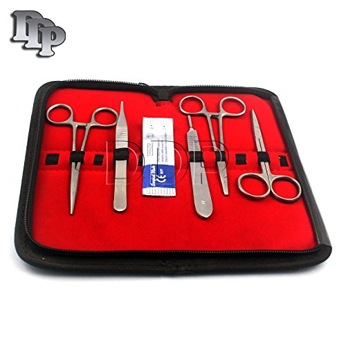 DDP 10 PIECE STAINLESS STEEL TRAINING TOOL KIT / SET WITH SCALPEL HANDLE AND 5 #10 BLADES, FOR MEDIC, VETERINARIAN, BIOLOGY AND LAB STUDENTS