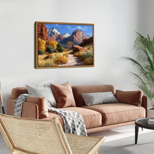 Image of Zion National Park Wall Art Mountain Pictures Wall Decor Red Rock Canyon Landscape Wall Decor Nature Southwest Desert Landscape Canvas Painting Prints for Living Room Bedroom Home Decoration 24x36 inch