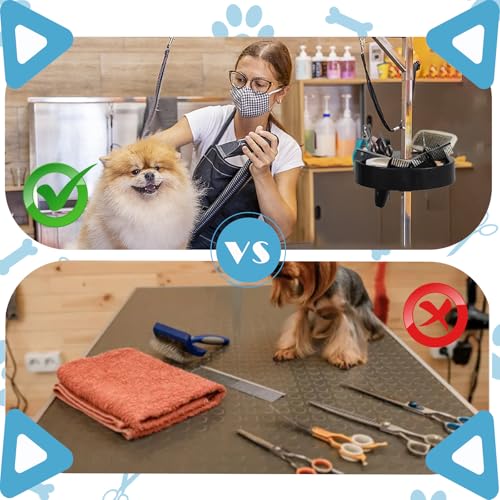 Image of Pet Grooming Organizer for Scissors Brushes and Tools Holder - Portable Rotatable Dog Grooming Table and Arm Stand Tools(Black Cat Head)