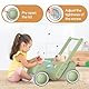 Lauflernwagen Holz, Baby Lauflernhilfe für Junge und Mädchen, Toddler Push & Pull Lauflernspielzeug, Kinderwagen aus Holz, Baby Walker mit Rädern, Geschenk für Geburtstag Weihnachten, Grün