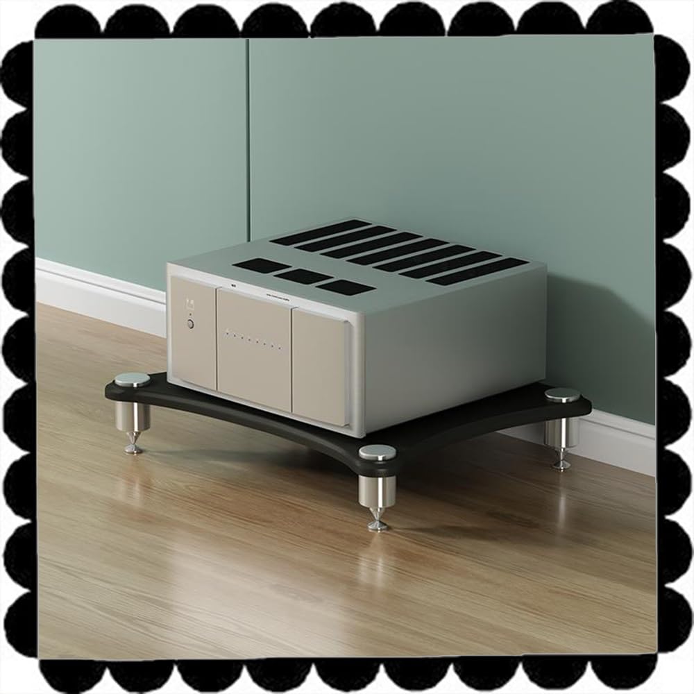 Étagère à 1 niveau pour tourne-disque - Console multimédia - Composants stéréo - Pour matériel audio et vinyle - 10 cm de haut - Noir