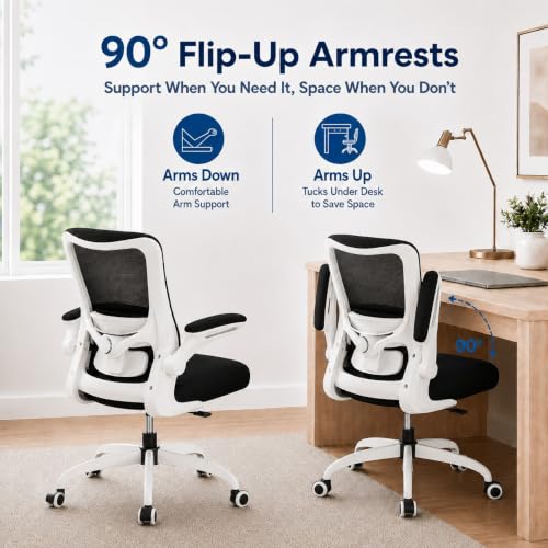 Image of Ergonomic Office Chair for Long Hours, Adjustable Padded Lumbar Support for Lower Back Relief, 330 lb Capacity, Comfortable Computer Desk Chair for Home Office, Work & Study