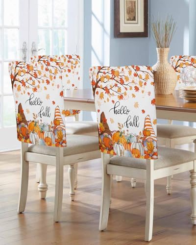 Gsypo CHAIRS COVERS 4Pcs Fall Chair Back Covers, Thanksgiving Dining Chair Covers Gnome Pumpkin Maple Leaf Autumn Chair Slipcovers thumb #1