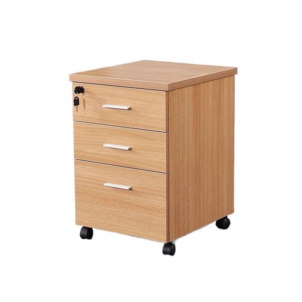 Aioneer Natural File Cabinet Wooden Floor-To-Ceiling Mobile File Cabinet Simple Storage Short Cabinet Three Drawers Cabinet Filing Cabinet