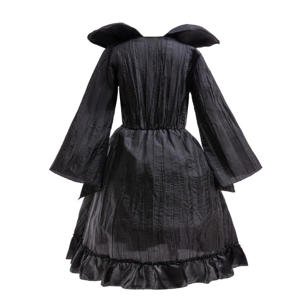 Lito Angels Maleficent Fancy Dress Up Halloween Costume with Horns Headband for Kids Girls Age 7-8 Years, Black - Image 2