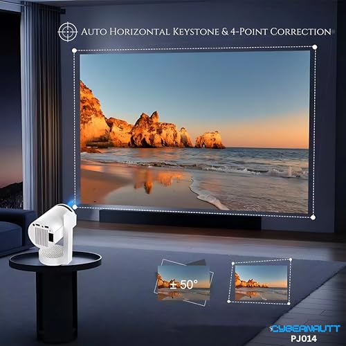 Image of Xuga - Cybernautt Series PJ014 1080P Full HD Smart Projector with 4K Support | Autokeystone | 12500 Lumens | Android | 60-120 inch Screen | WiFi 6 | Bluetooth | 5 Watt Speaker | Wireless Screen Mirroring