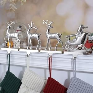 Setof4christmasstockingholderformantelreindeerandsleighchristmasstockinghangersforfireplacemetalmantelhookshangerforchristmasstockingholdersetof4 Urban Country Home Decor Set of 4 christmas stocking holder for mantel reindeer and sleigh christmas stocking hangers for fireplace metal mantel hooks hanger for christmas stocking holder set of 4 urban country home decor