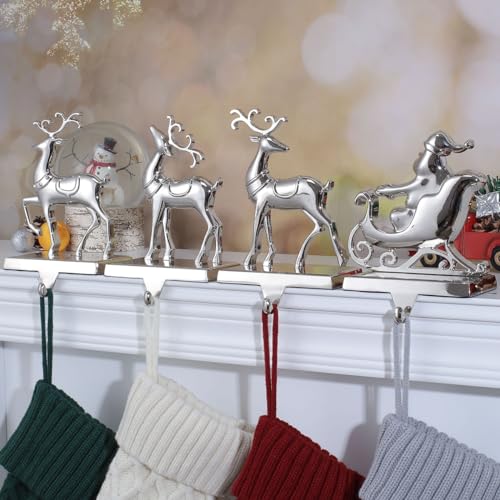 Setof4christmasstockingholderformantelreindeerandsleighchristmasstockinghangersforfireplacemetalmantelhookshangerforchristmasstockingholdersetof4 Urban Country Home Decor Set of 4 christmas stocking holder for mantel reindeer and sleigh christmas stocking hangers for fireplace metal mantel hooks hanger for christmas stocking holder set of 4 urban country home decor