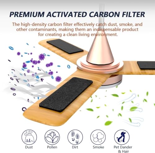 Image of Ceiling Fan Filters for Blades, 5Pcs Activated Coconut Shell Carbon Ceiling Fan Air Purifier Pads, Easily Sticks Unscented Air Filters for Common Household Contaminants | Air Purifier Pads, Unscented, Easy Stick-On, Household Contaminants, Common Use