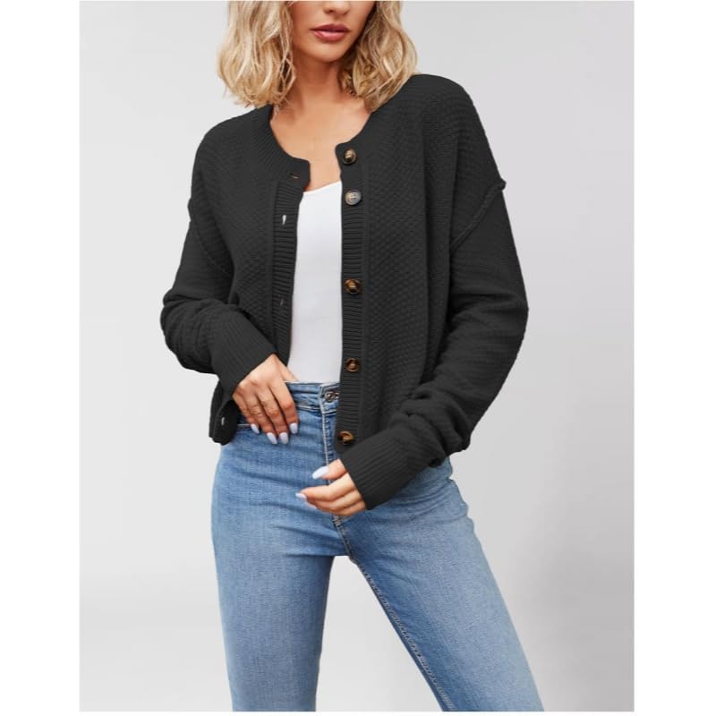 Générique Gilet Court Boutonné pour Femme en Maille Douce Et Légère Manches Longues Col Rond Style Décontracté. Idéal pour L'Oktoberfest Le Bureau Et Le Quotidien en Automne Et en Hiver.