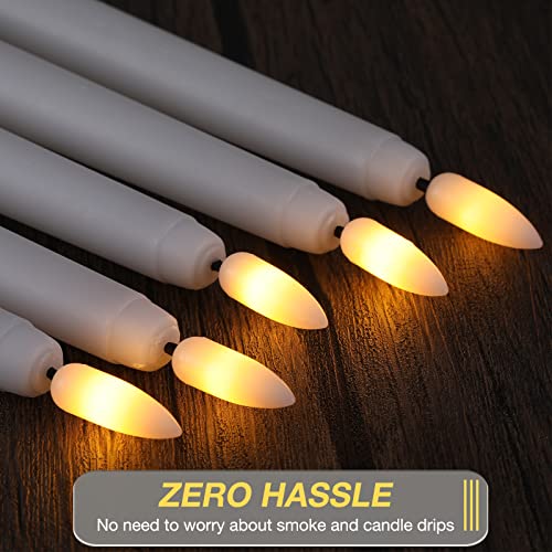 Image of Tuanse 20 Pcs Flickering Flameless Taper Candles Bulk LED Battery Operated Realistic Flame Effect with Remote & Timer Safe No Fire Wax Drip Candles for Wedding Church Home Decor (10.83 inch,White)