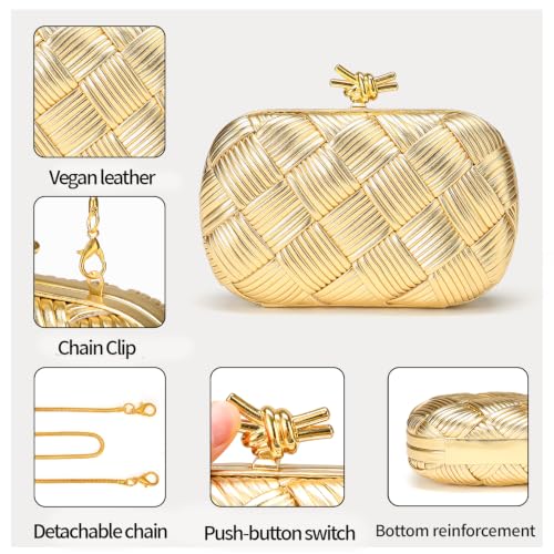 Image of Clutch Purses for Women, Vegan Leather Evening Handbag with Gold Chain