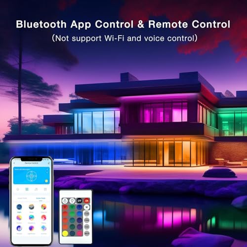 Image of Outdoor LED Strip Lights Waterproof 200ft, IP67 Waterproof LED Light Strips with Remote, Music Sync APP Control, RGB Color Changing LED Lights for Roof, Balcony, Deck, Pool, Patio, Outdoor Decorations