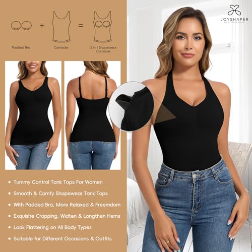 Image of JOYSHAPER Shapewear Camisole with Built in Bra Compression Halter Tops for Women Tummy Control Shapewear Tank Top Padded Bras