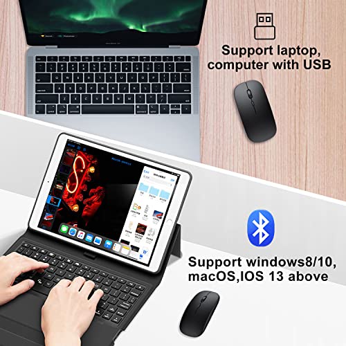 Dolrso Wireless Bluetooth Mouse For Ipad/Macbook Pro/Air/Laptop/Pc Rechargeable Silent Mouse Portable Slim For Surface Pro/Lenovo/Samsung Tablet (Black) #TOP2