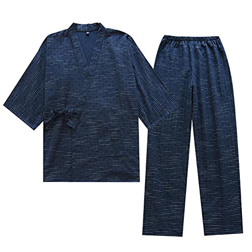 un-brand Costume de Pyjama en Coton Kimono Japonais Double Gaze pour Hommes, Grande Taille,...